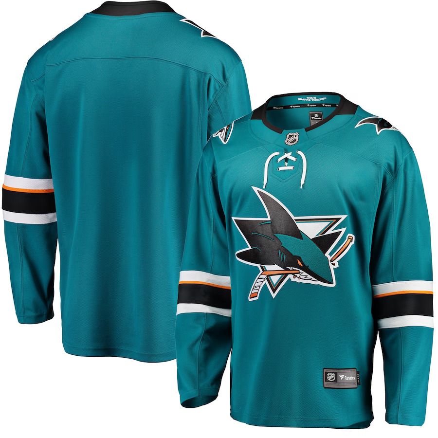 Men San Jose Sharks Fanatics Branded Teal Breakaway Home NHL Jersey->customized nhl jersey->Custom Jersey